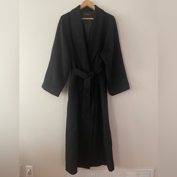 New Brian Bailey Black Wool Blend Oversized Long Wrap Jacket Coat Size Medium 4E - Picture 4 of 10